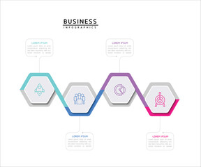 Connecting Steps business Infographic Template with 4 Elements