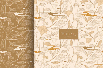 hand drawn vintage floral pattern template