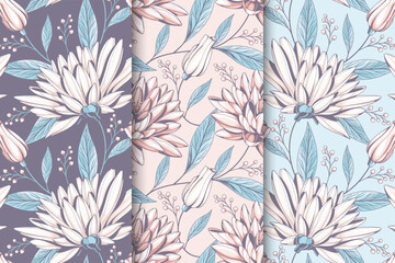 Obraz premium hand drawn lovely floral pattern collection