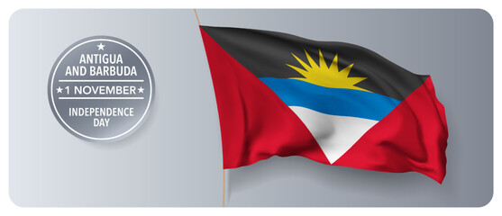 Antigua and Barbuda independence day vector banner, greeting card
