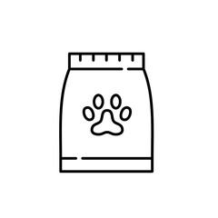 Pet food package with paw on it. Pixel perfect, editable stroke line icon
