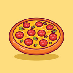 Pizza slice cartoon illustration.