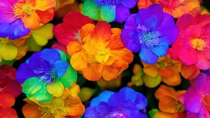 Fototapeta na wymiar Rainbow flowers, macro photography, illustration
