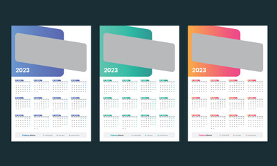 2023 One page wall calendar design template, modern 12 month one page calendar