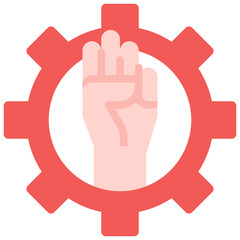 Hand and gear icon symbol element