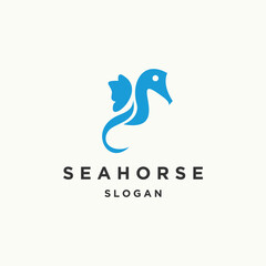 Sea horse logo icon flat design template 