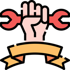 Hand and wrench icon symbol element