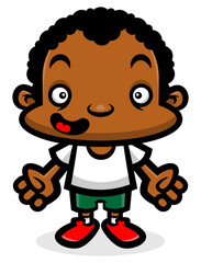 Cartoon illustration of African Boy wearing casual outfit happy and smile, best for sticker, logo, and mascot with educational themes
