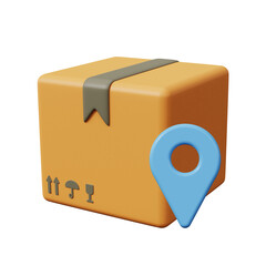 Package tracking. Pin box icon. 3d render
