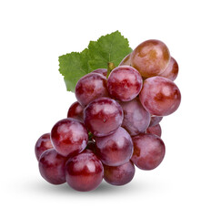 Fresh red grape with leaves isolated on transparent background. (.PNG) - obrazy, fototapety, plakaty