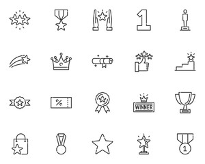 set of prize icon, reward, achievement, quality, star