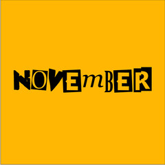 November text, text style, text with retro vintage style