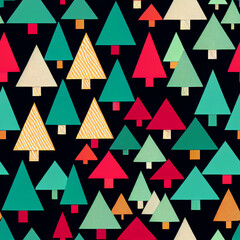 Retro abstract christmas trees seamless pattern