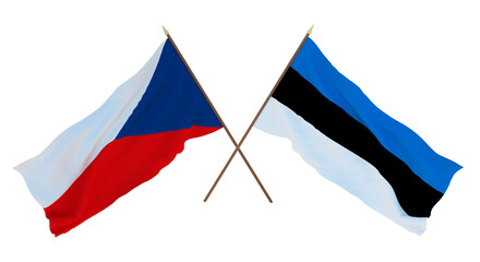 Background, 3D render for designers, illustrators. National Independence Day. Flags Czech Republic and Estonia