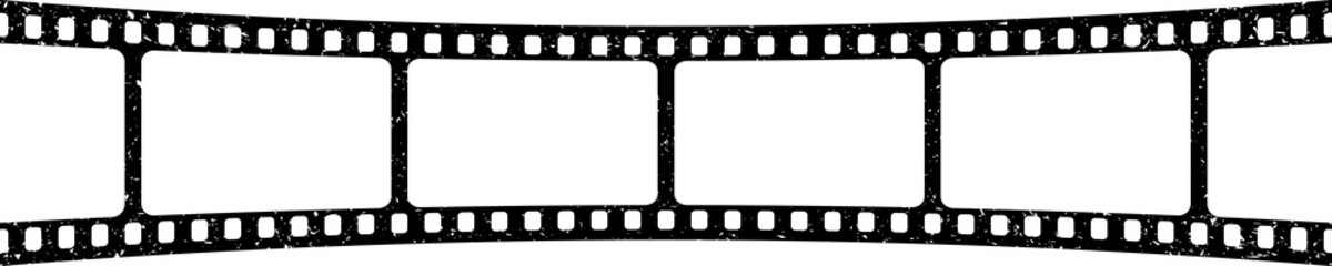 Retro curved film strip. Old grunge cinema movie strip. Analog video recording equipment. Vector illustration
