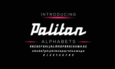 Politan Modern Minimal Tech font style. Tech letter typeface. Luxury Vector Logo illustration.