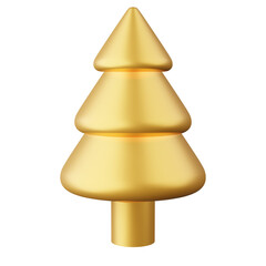 Christmas tree gold color Happy New Year 3d rendering decoration element