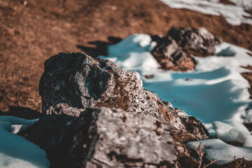 Rocks in snow