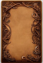 Fantasy card frame with wooden border template design