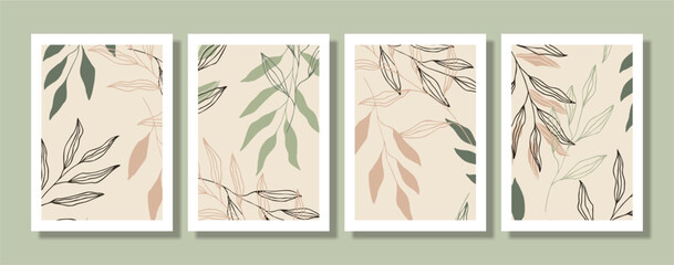Fototapeta na wymiar Collection of creative artistic floral cards. Hand Drawn textures. Trendy Graphic Design for banner, poster, card, cover, invitation, placard, brochure, header.