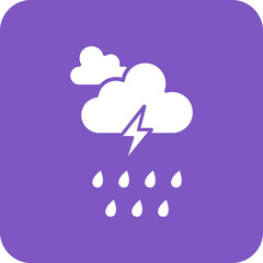 Thunderstorm Multicolor Round Corner Glyph Inverted Icon