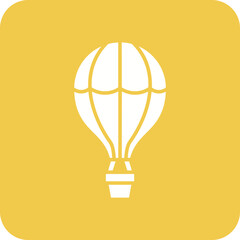 Hot Air Balloon Multicolor Round Corner Glyph Inverted Icon