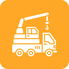 Crane Truck Multicolor Round Corner Glyph Inverted Icon
