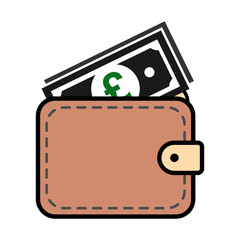 Wallet pound icon, finance flat symbol, economy deposit cash vector illustration sign