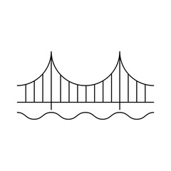 Silhouette bridge icon, urban architecture design, travel line construction symbol vector illustration