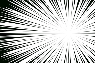 Fototapeta premium Manga anime action frame lines. Abstract explosive template with speed lines on transparent background. Motion radial lines. Flash explosion radial lines Vector illustration