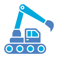 Excavator Glyph Two Color Icon