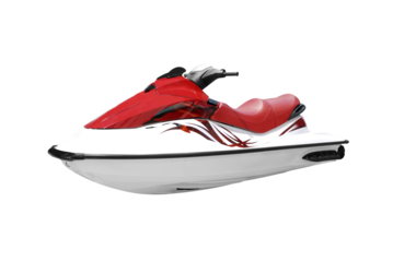 fast red and white jet ski transparent