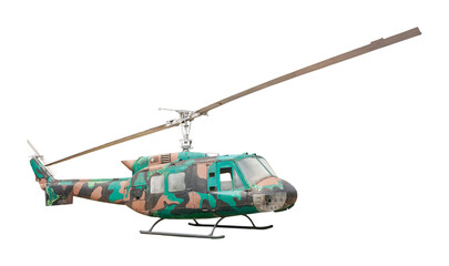old helicopter in flight isolated and save as to PNG file