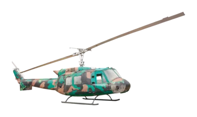 Papier Peint photo hélicoptère old helicopter in flight isolated and save as to PNG file