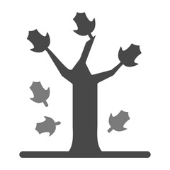 Autumn Tree Leafs Greyscale Glyph Icon