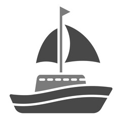 Sailboat Greyscale Glyph Icon