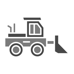 Bulldozer Greyscale Glyph Icon