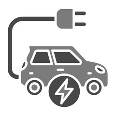 Naklejka premium Electric Car Greyscale Glyph Icon