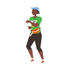 Man Character with Waist Bag Participating in Marathon Running in Sportswear with Number Vector Illustration