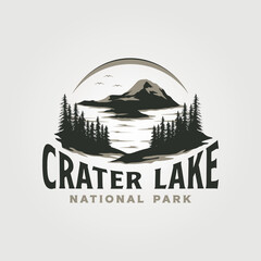 crater lake national park logo vector vintage illustration design