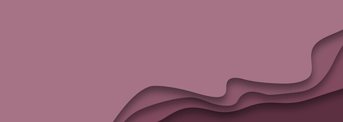 abstract 3d waves burgundy banner with free space for text