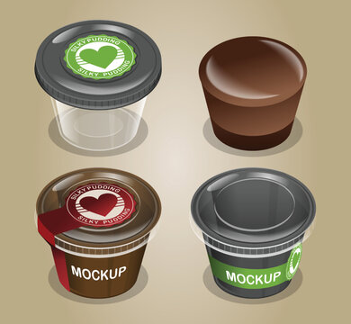 Mockup Pudding Cup Vector Illustration