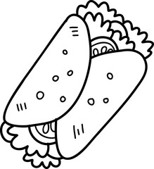 Hand Drawn delicious Burrito illustration
