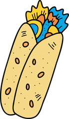 Hand Drawn delicious Burrito illustration