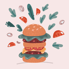Vector illustration of Big double burger