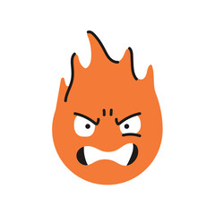 Evil character in the form of fire color line icon. Mascot of emotions.