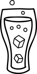 Hand Drawn glass of water with ice illustration