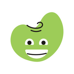 Happy green character color line icon. Mascot of emotions.