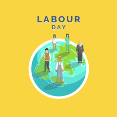 Happy labour day illustration banner	

