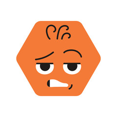 Hexagonal orange character color line icon. Mascot of emotions.